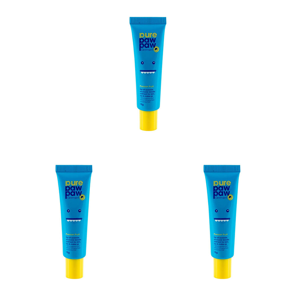Pure Paw Paw Ointment 15g Multi Purpose Skin Ointment Lip Balm Passion Fruit (3 Pack)