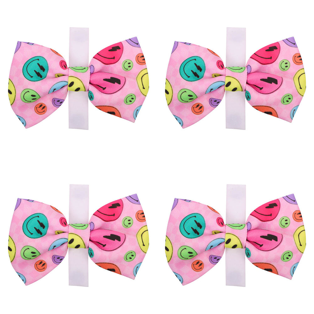 Eco-Pup Themed Dog/Pet Dress Up Costume Bow Tie Smiley Coloured Pattern (4 Pack)