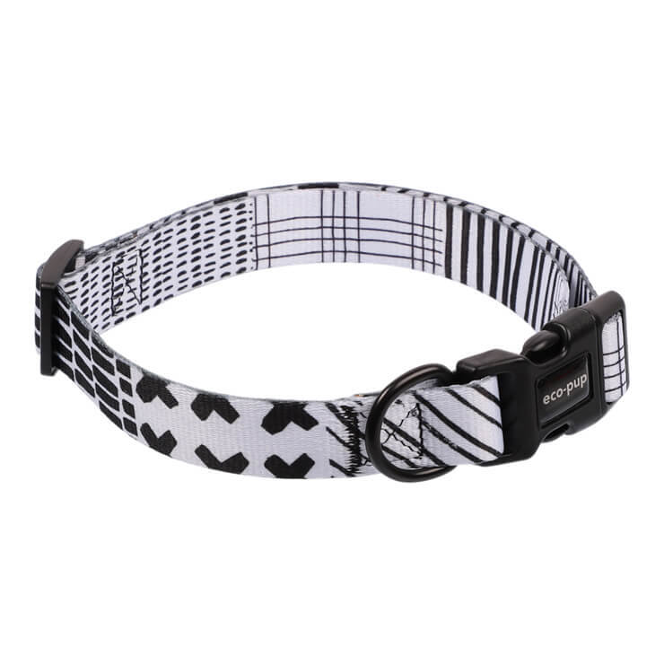 Eco-Pup Dog Outdoor Walking Collar Monochrome Pattern Pet Dress Up — Large