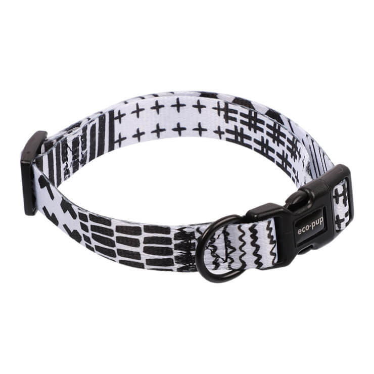 Eco-Pup Dog Outdoor Walking Collar Monochrome Pattern Pet Dress Up — Medium