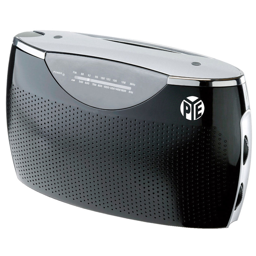Pye Black Portable AM-FM Radio Speaker w/ 3.5mm Aux in/AC/DC/Battery Powered