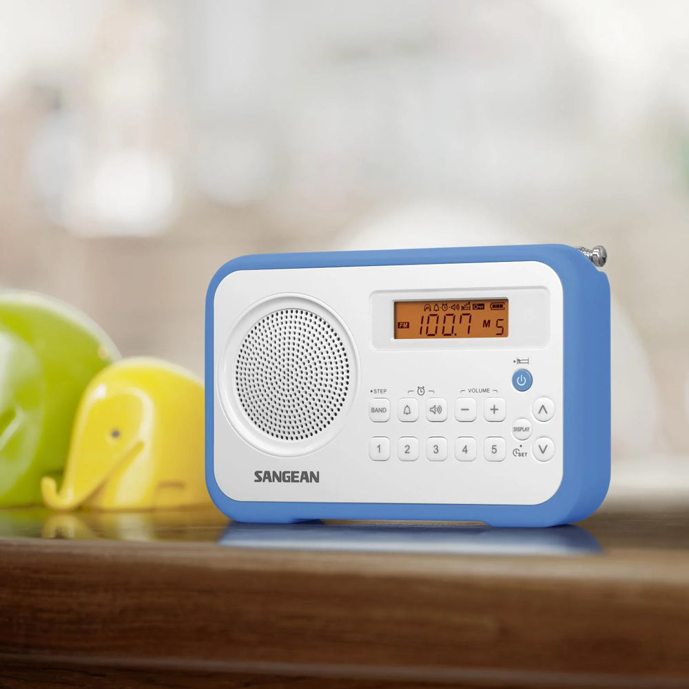 Sangean PRD18 AM/FM Radio Digital Tuning 16.6cm Portable Receiver White/Blue — image 3