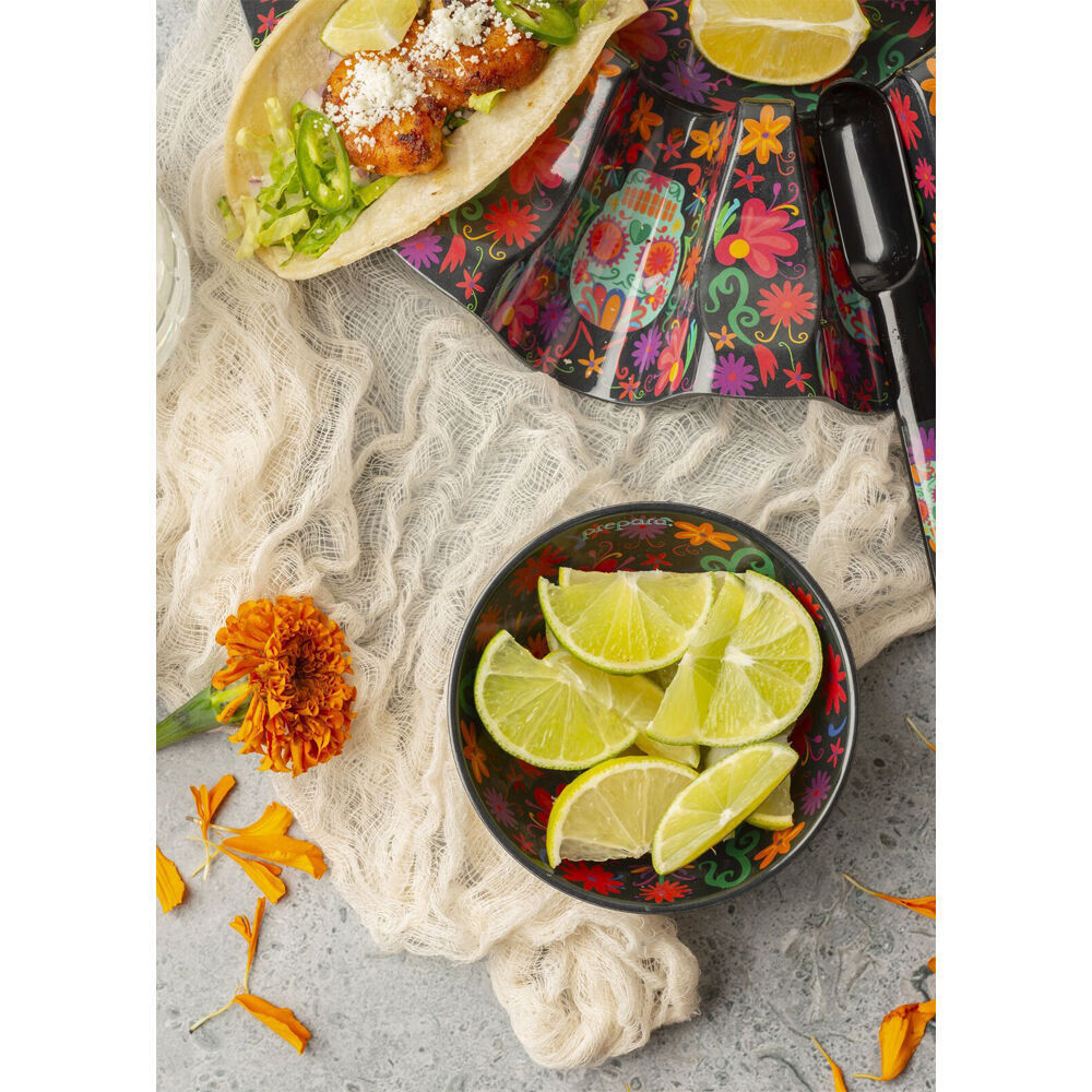 Prepara Melamine Tortilla Taco Party Serving Bowl Day of the Dead Ed 4in Black (6 Pack) — image 4