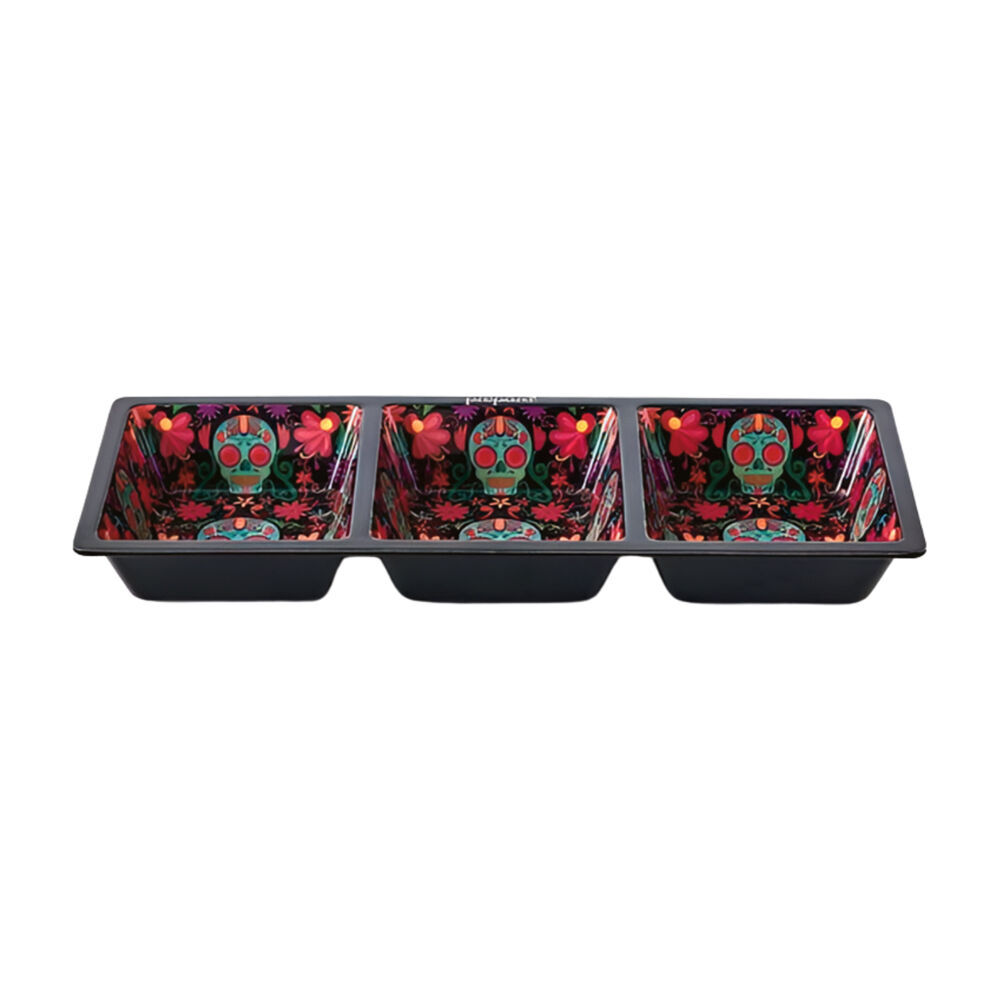 Prepara Melamine 3-Section Serving Saucer Tray Day of the Dead Ed 37cm Black (2 Pack) — image 2