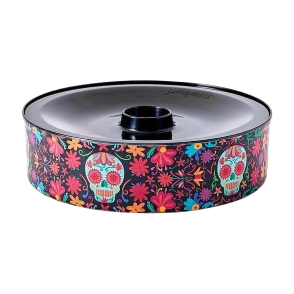 Prepara 25.4cm Black Melamine Tortilla Holder w/ Lid Day of the Dead Edition