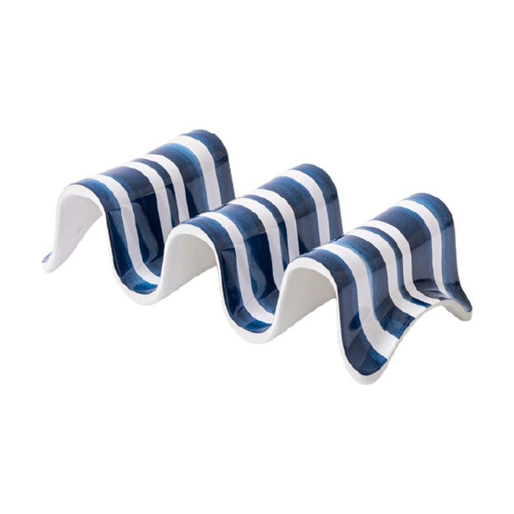Prepara Taco Holder Multiple Coastal Stripe Melamine Kitchenware - Blue/White