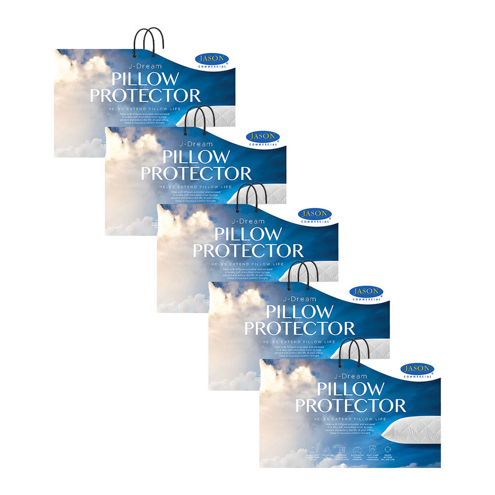 Jason Commercial J-Dream Quilted Pillow Protector Standard 48x73cm White (5 Pack)