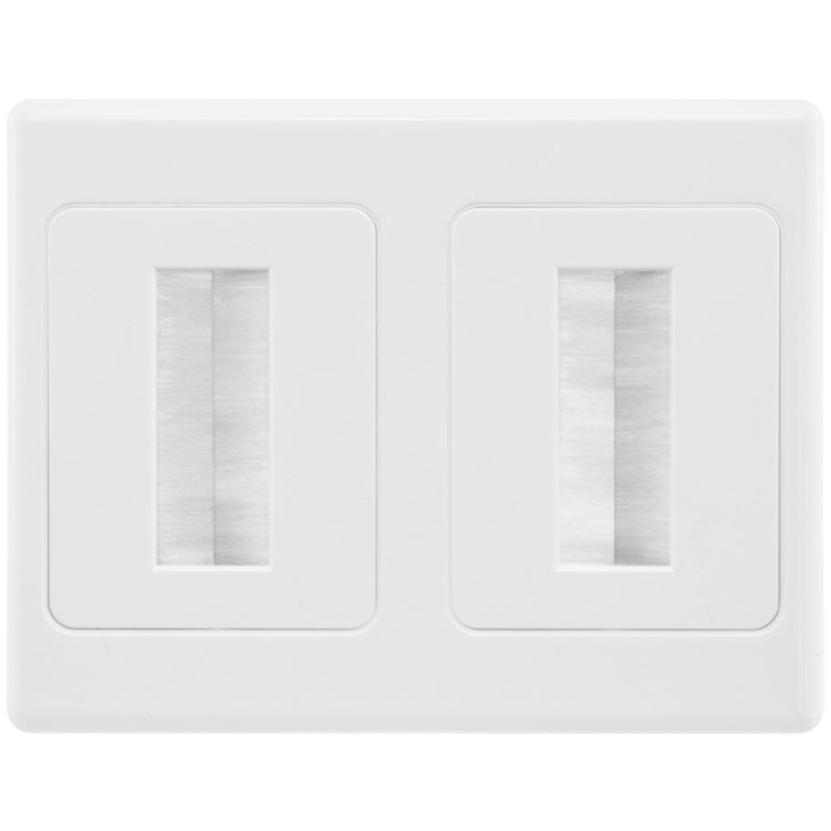 Pro2 Dual Wall Plate Brush Wallplate Outlet Cover for Cable Lead Management/organiser