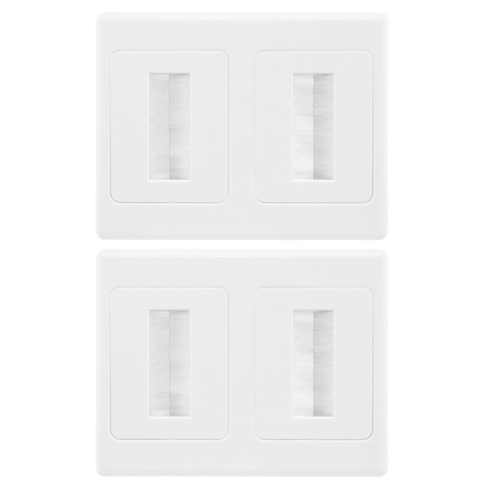 Pro2 Double Gang Wall Plate Brush Wallplate Outlet Cover for Cable Lead Organiser 2PK