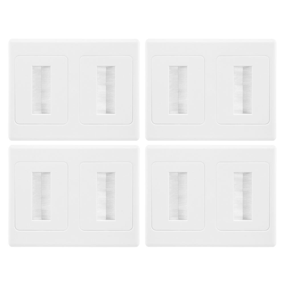 Pro2 Double Gang Wall Plate Brush Wallplate Outlet Cover Cable Leads Managment 4PK