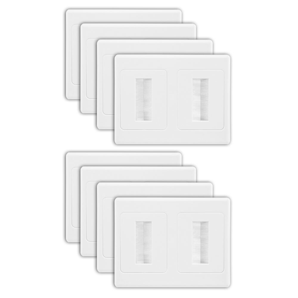 Pro2 Double Gang Wallplate Wall Plate Brush Outlet Cover for Lead Cable Managmet 8PK