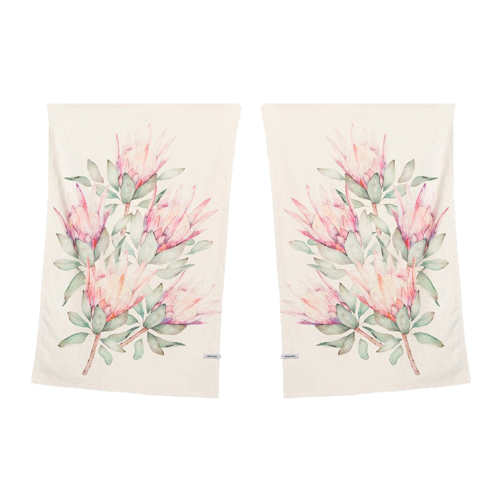 Canningvale Aussie 45x70cm Soft Cotton Tea Towel Botanical Rectangle Protea (2 Pieces)
