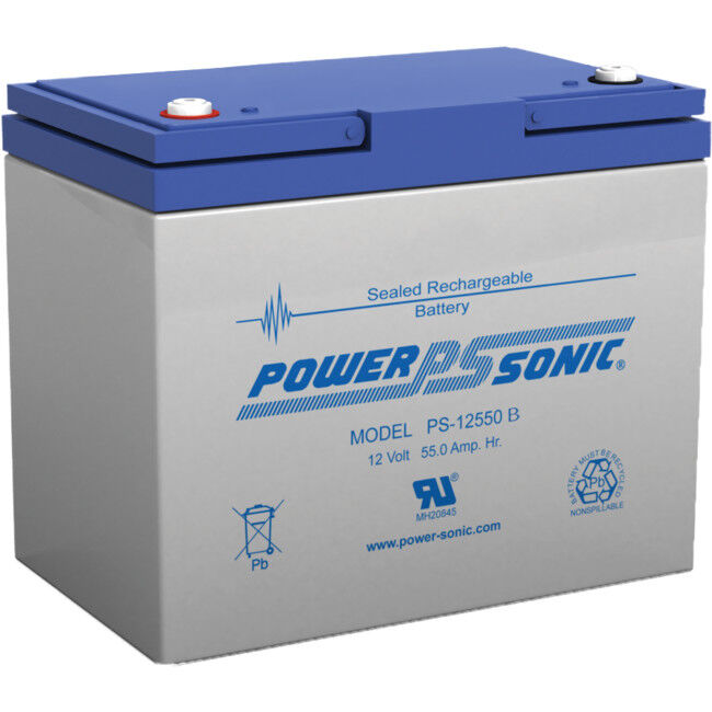 Power Sonic PS12550 12V 55Amp Rechargeable Battery B Terminal Sealed Lead Acid