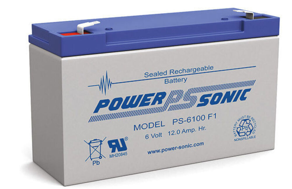 Power Sonic PS6100 6V 12Ah SLA Rechargeable Battery F1 Terminal Sealed Lead Acid — image 2