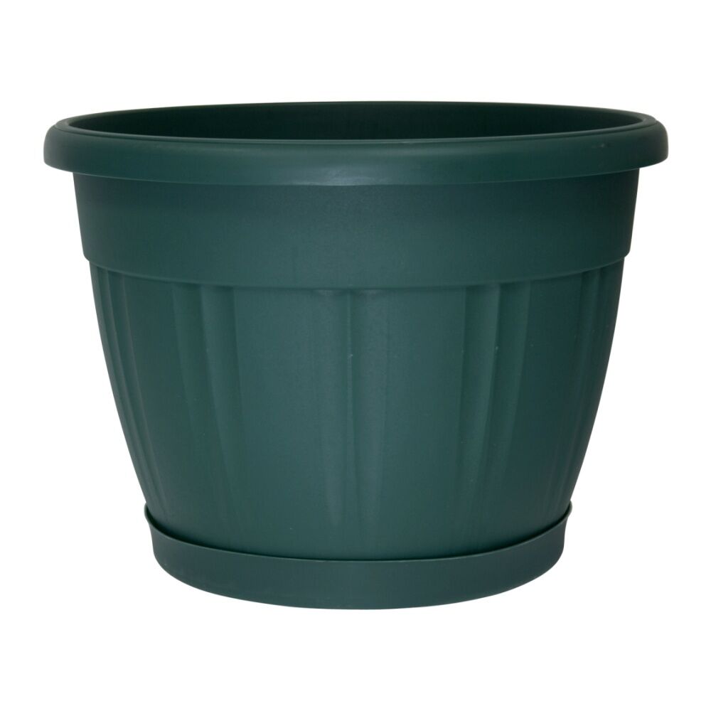 Homeleisure Pot & Saucer 425mm Green Outdoor Outdoor Decorative Garden Decor
