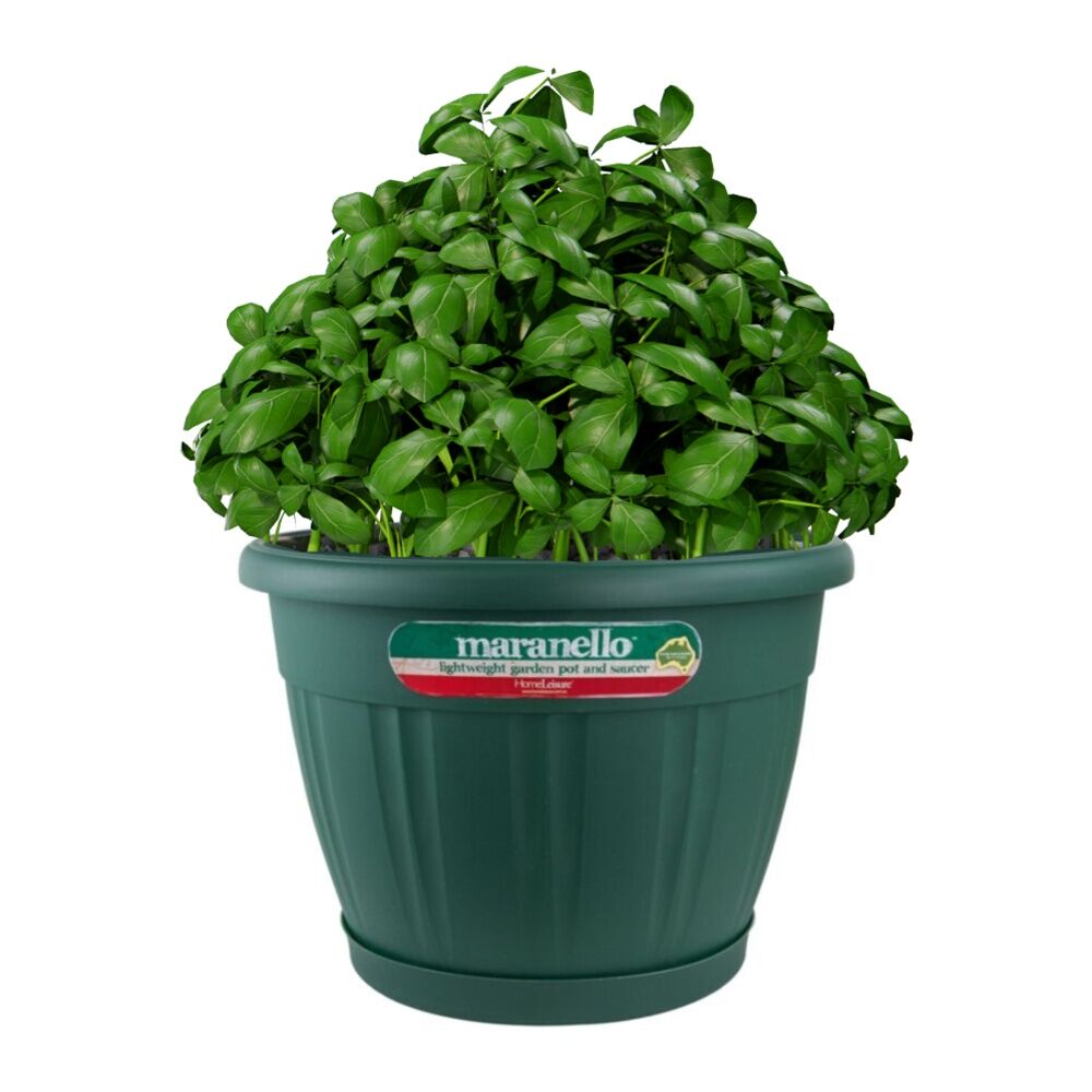 Homeleisure Pot & Saucer 425mm Green Outdoor Garden (2 Pack)