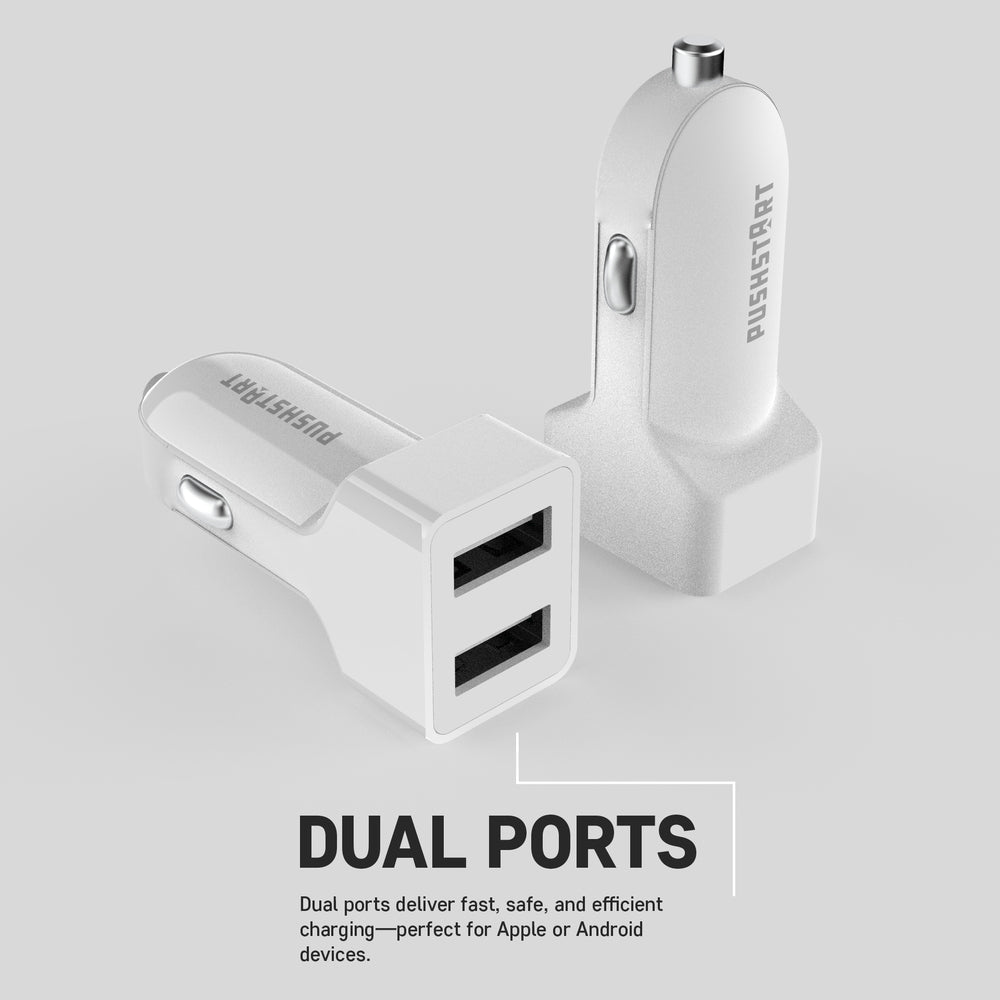 Pushstart 12W Dual Port Fast Charge USB-A Cigarette Lighter Car Charger for iPhone/Android — image 2
