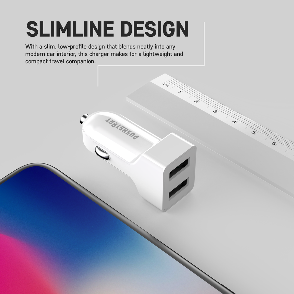 Pushstart 12W Dual Port Charge USB-A Cigarette Lighter Car Charger for iPhone/Android (4 Pack) — image 4