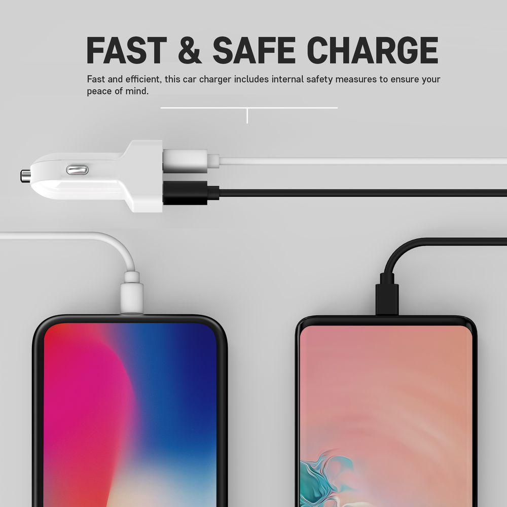 Pushstart 12W Dual Port Charge USB-A Cigarette Lighter Car Charger for iPhone/Android (4 Pack) — image 5