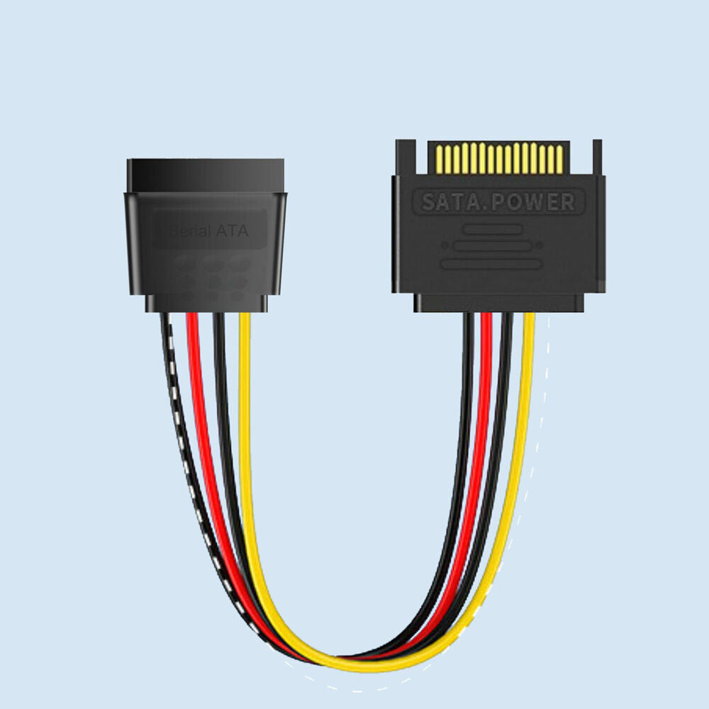 Cruxtec SATA Power Extender Cable Connector 15pin Male to Female 20cm Black — image 3