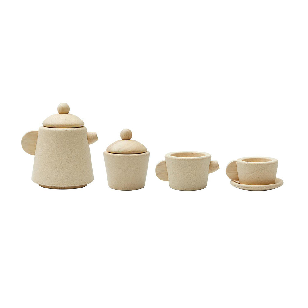 Plan Toys Plantoys Wood Tea Pot/Cup Set Kids/Childrens Interactive Play Toy Playset 2+