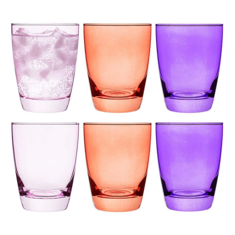 Porto Estelle 300ml Glass Tumbler Water/Juice Drinking Cup Set Round Pink (6 Pieces)