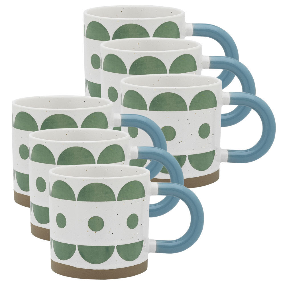Porto Modelli Stoneware 330ml Coffee/Tea Mug Drinking Cup w/ Handle Scallop (6 Pack)
