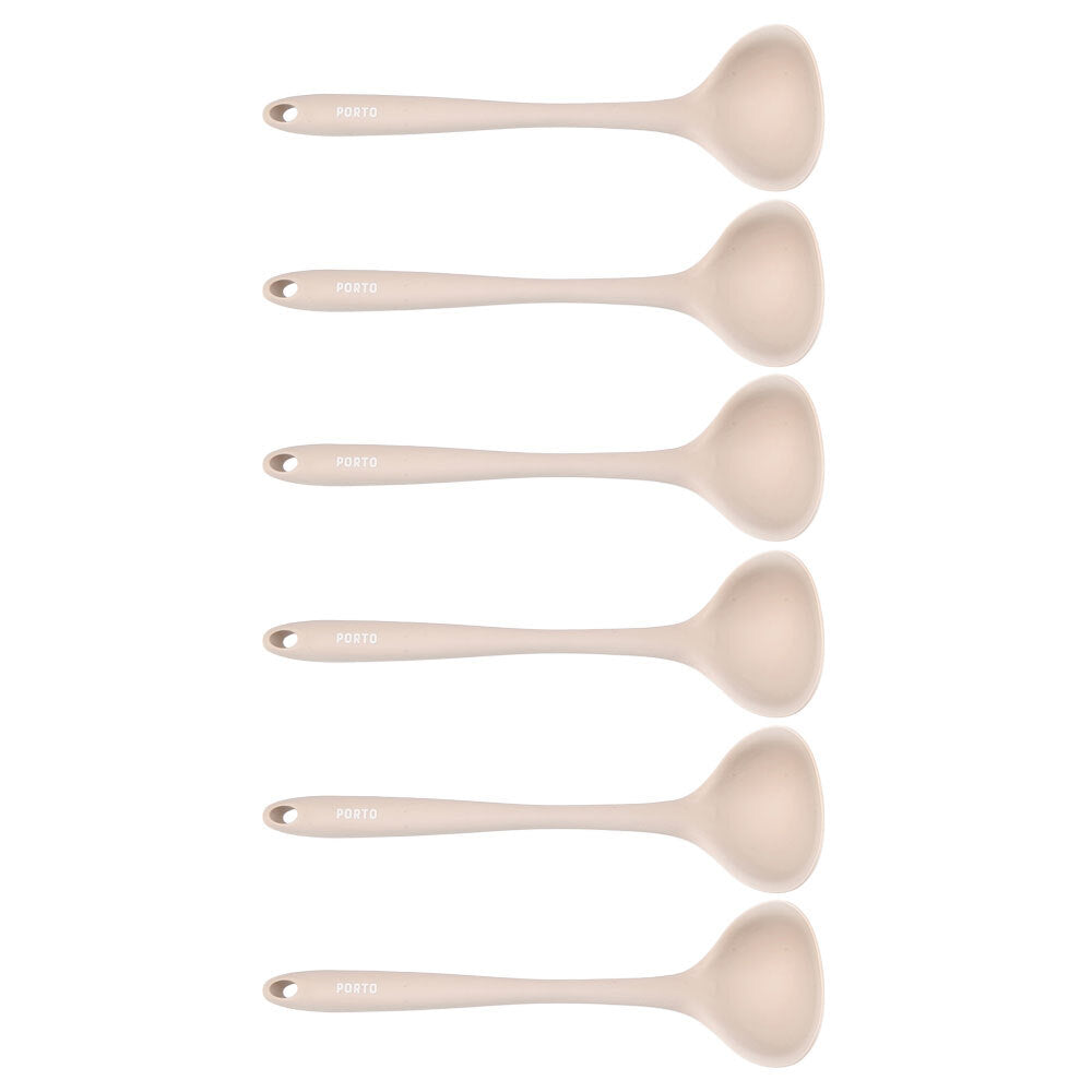 Porto Zest Silicone 27cm Soup Ladle Kitchen Cooking/Serving Utensil Almond (6 Pack)