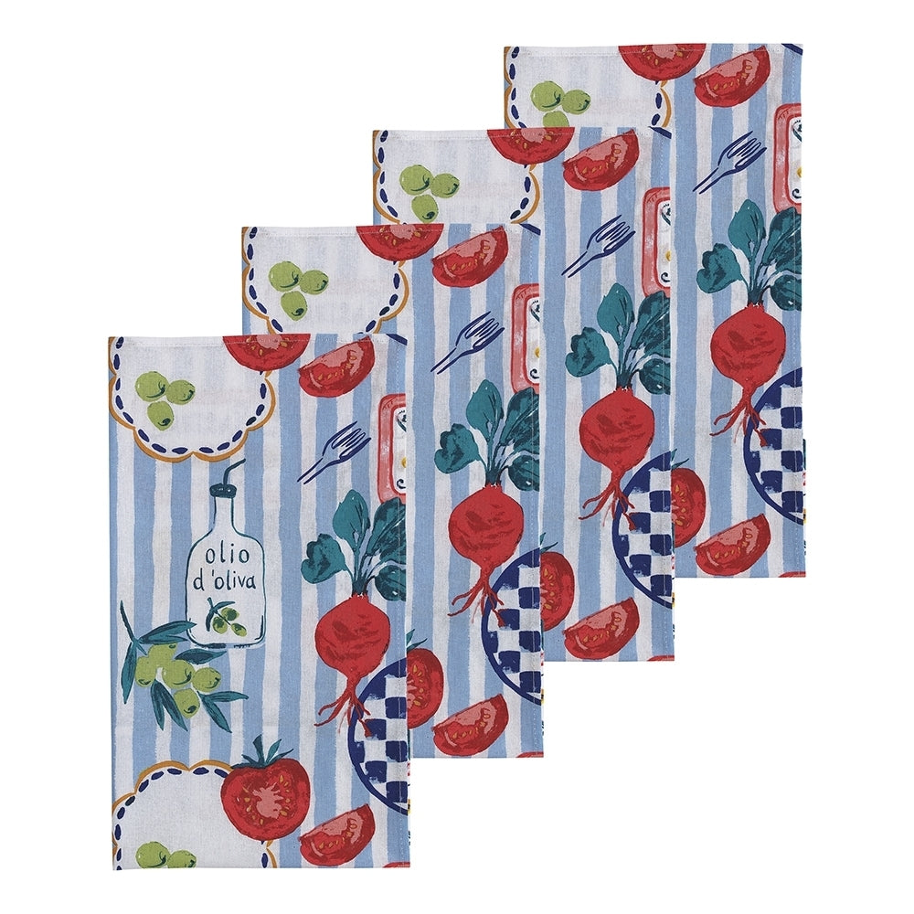 Porto Cucina Cotton 45cm Square Napkins Table Cloth Home Decor Tableware (4 Pieces)