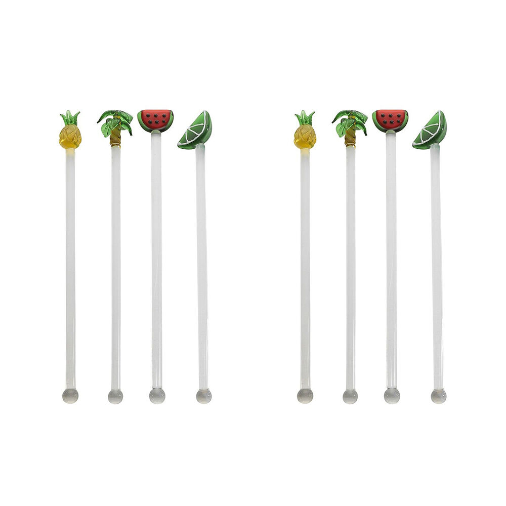 Porto 4pc Porto Fiesta Glass Swizzle Stick Reusable Cocktail Drink Stirrer 19cm (2 Pack)