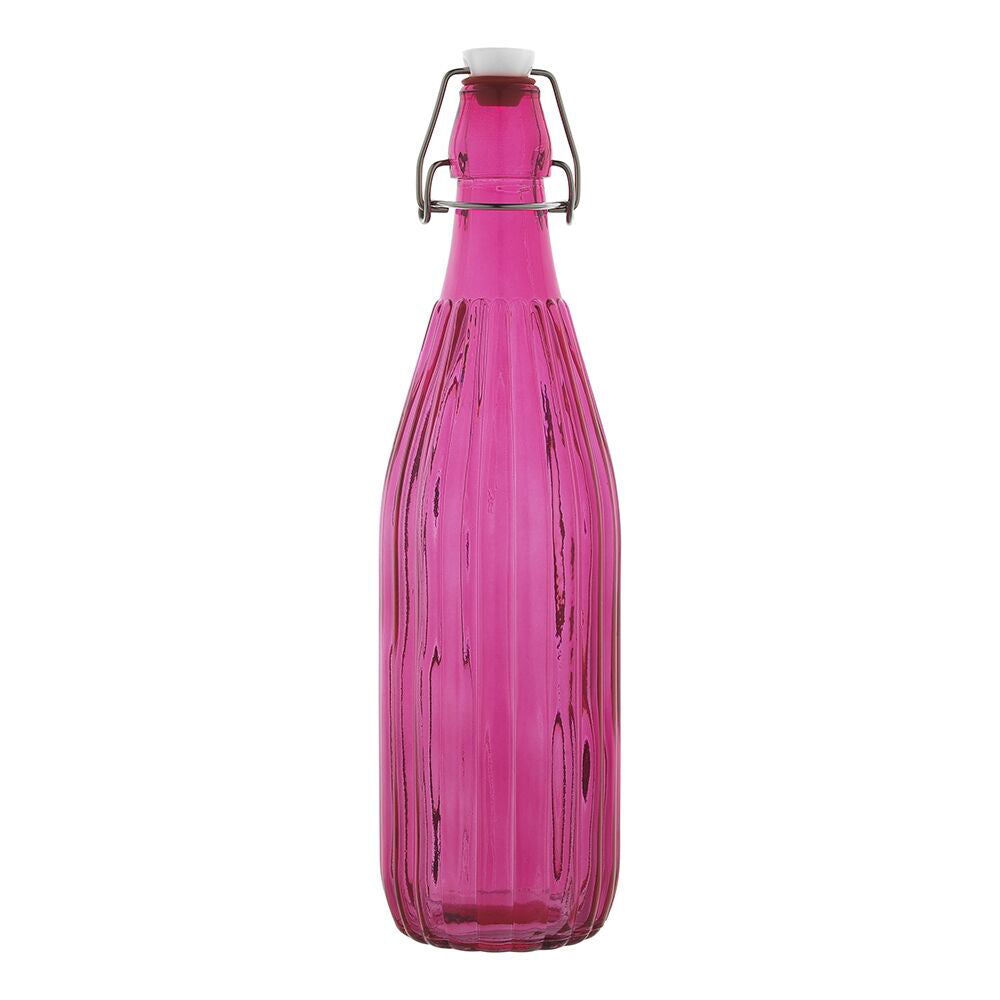 Porto Pop Soda Lime Glass Water Bottle Container 30.5cm/900ml Groove Fushia