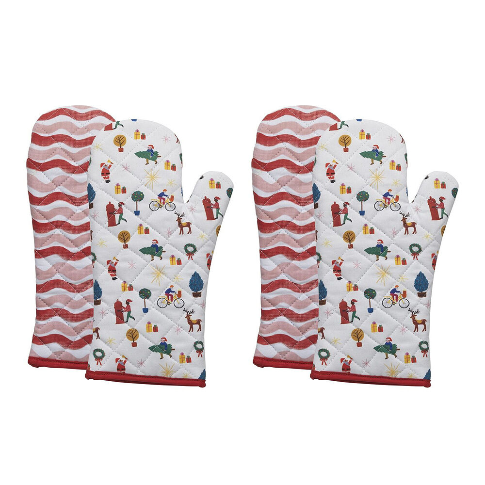 Porto 2pc Porto Night Before 100% Cotton Oven Mitts Home/Kitchen Cooking 45x70cm (2 Pack)