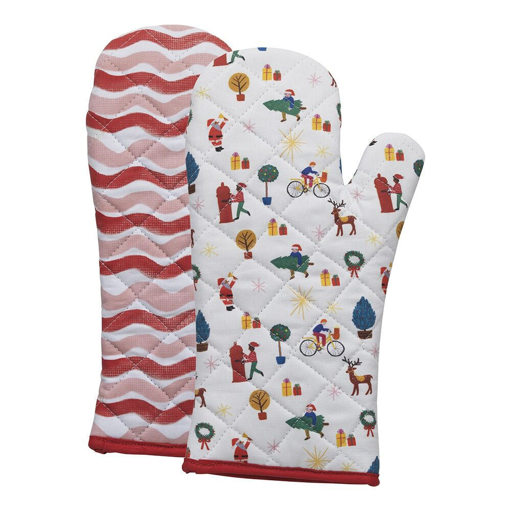 Porto 2pc Porto Night Before 100% Cotton Oven Mitts Home/Kitchen Cooking 45x70cm (2 Pack) — image 2