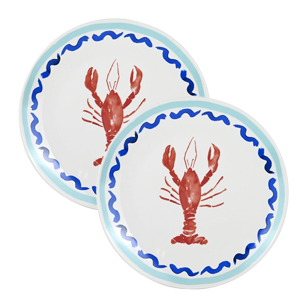Porto Riviera 30cm Round Porcelain Serving Dish Platter Tableware Lobster (2 Pack)