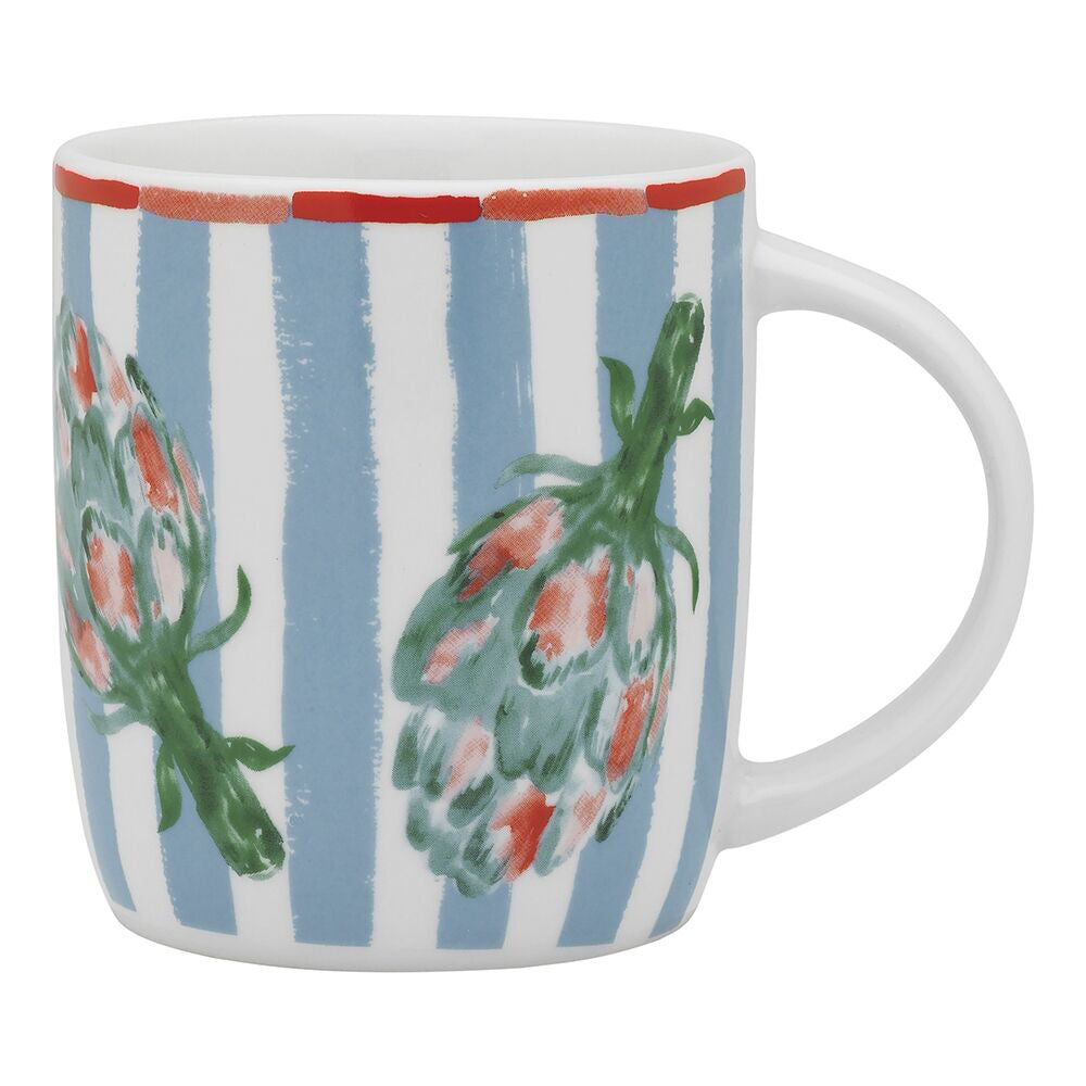 Porto Cucina Porcelain Travel Drinking Water/Coffee Mug 12cm/300ml Artichoke