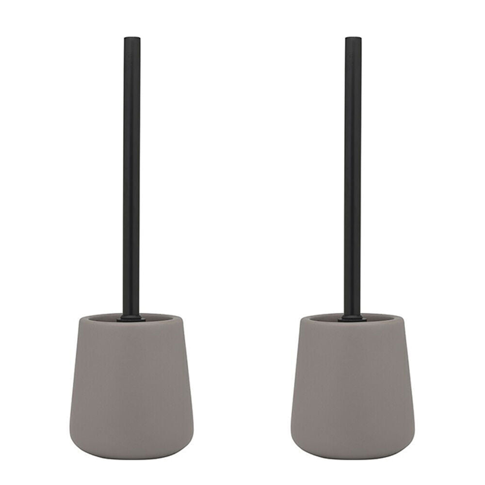 Porto Hudson Ceramic Bath Toilet Brush w/ Holder Bathroom Cleaner 11cm Grey (2 Pack)