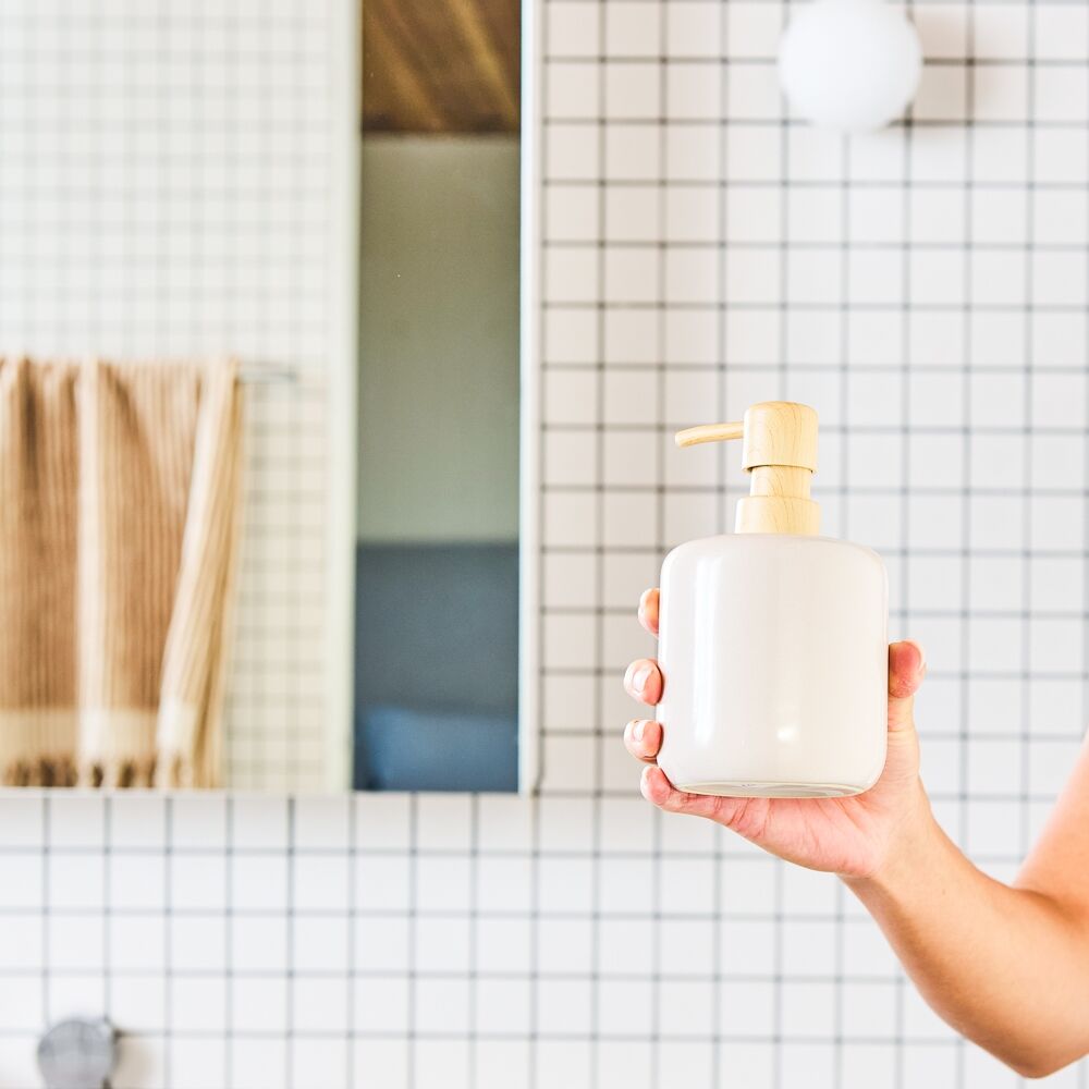 Porto Blush Reactive Glaze Stoneware Hamilton Bathroom Soap Dispenser — image 2