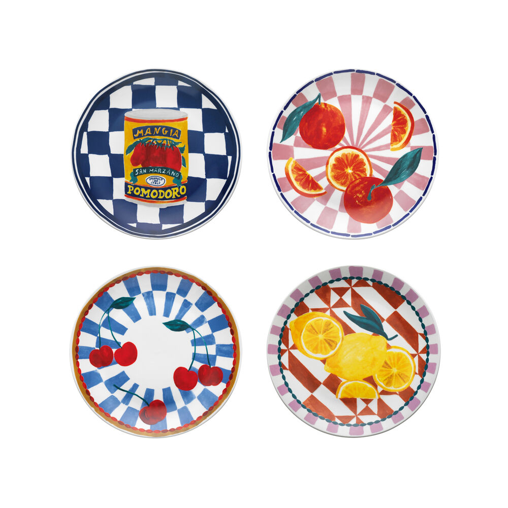 Porto Valentina Porcelain Side Plates Food Serving Dish 20cm Assorted (8 Pieces) — image 2