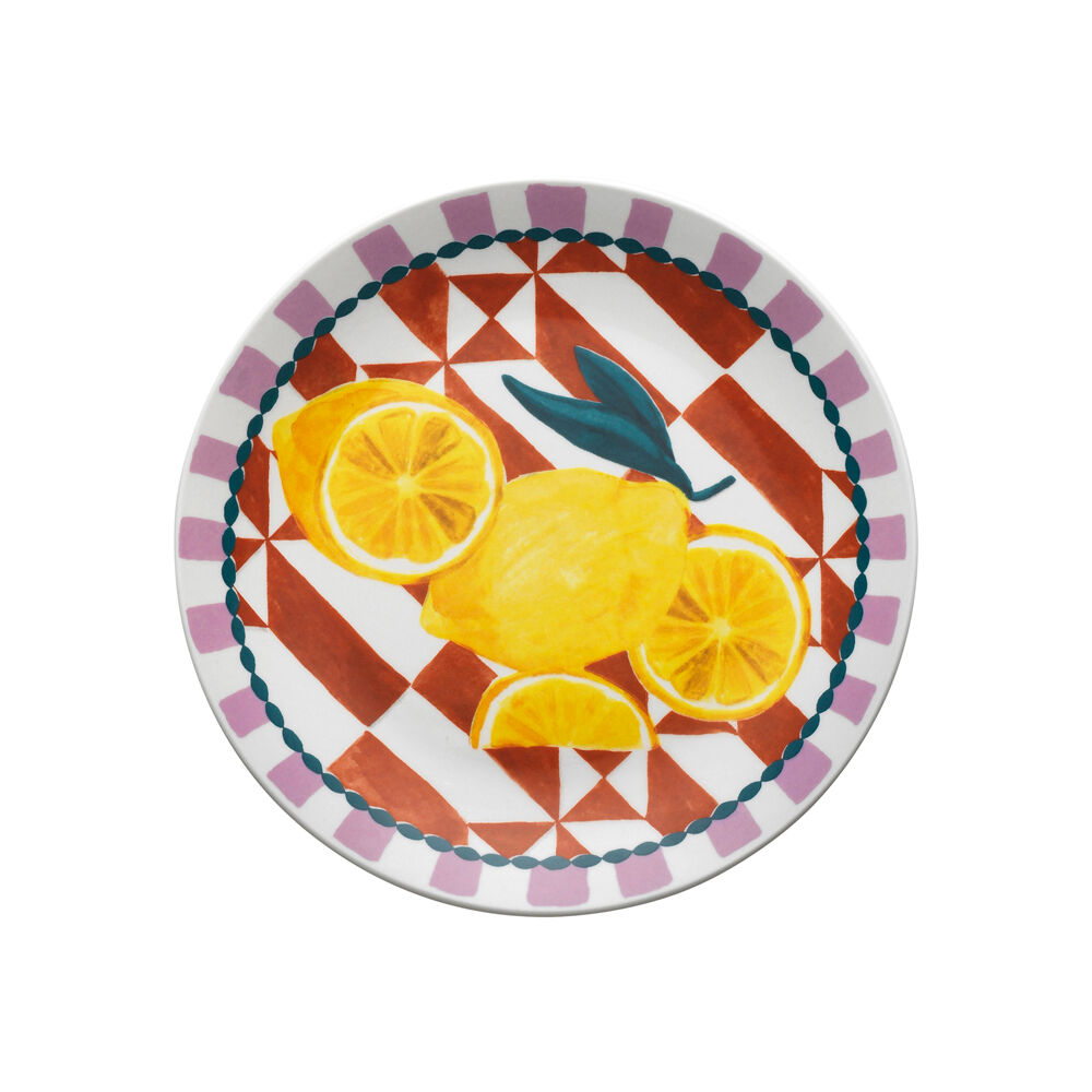 Porto Valentina Porcelain Round Side Plate Food Dish Tableware Lemon 20cm