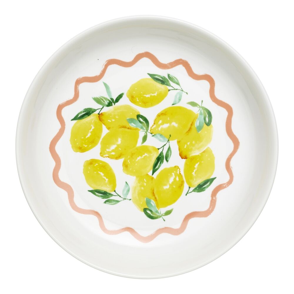 Porto 30cm Multi-Coloured Lemons Porcelain Limone Round Serving Bowl