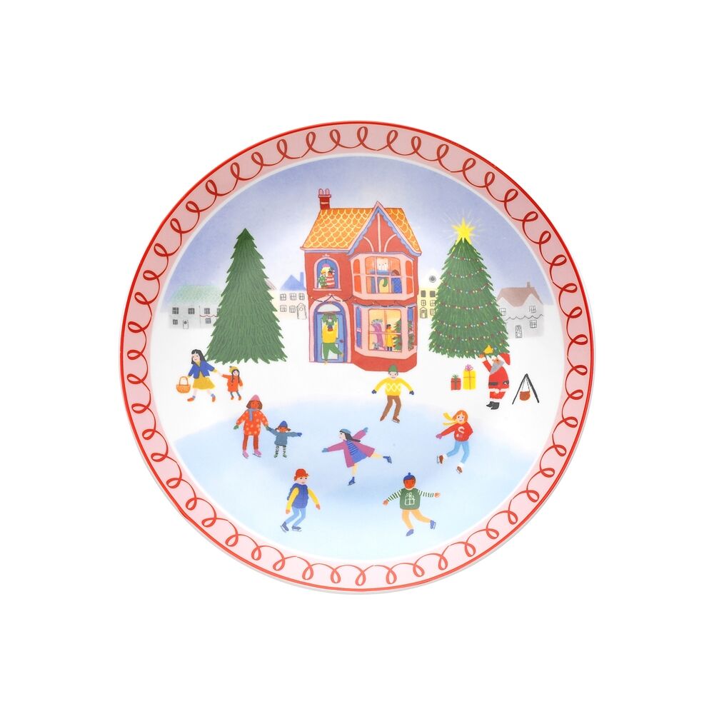 Porto 20cm Ice Skating Porcelain Night Before Dinner Plate