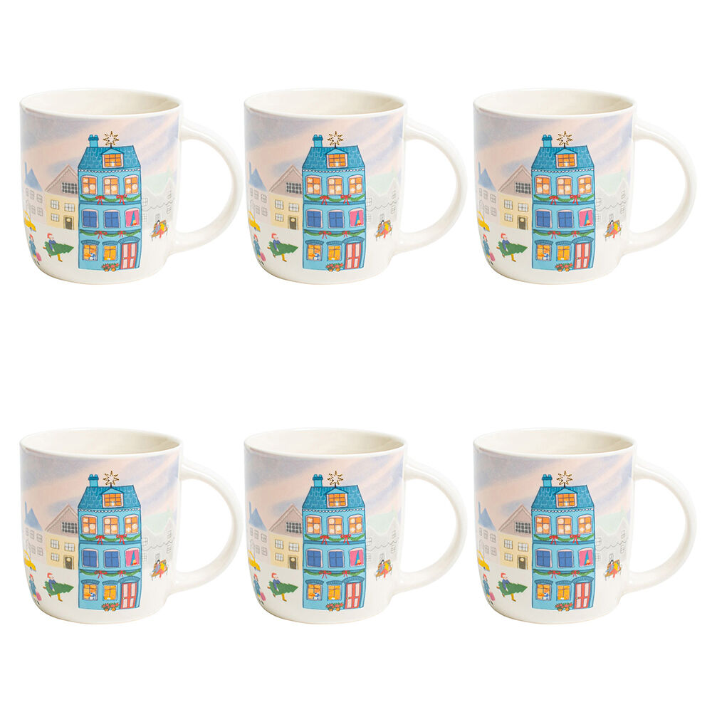 Porto Night Before Christmas New Bone China Drinking Mug 330ml Village (6 Pack)