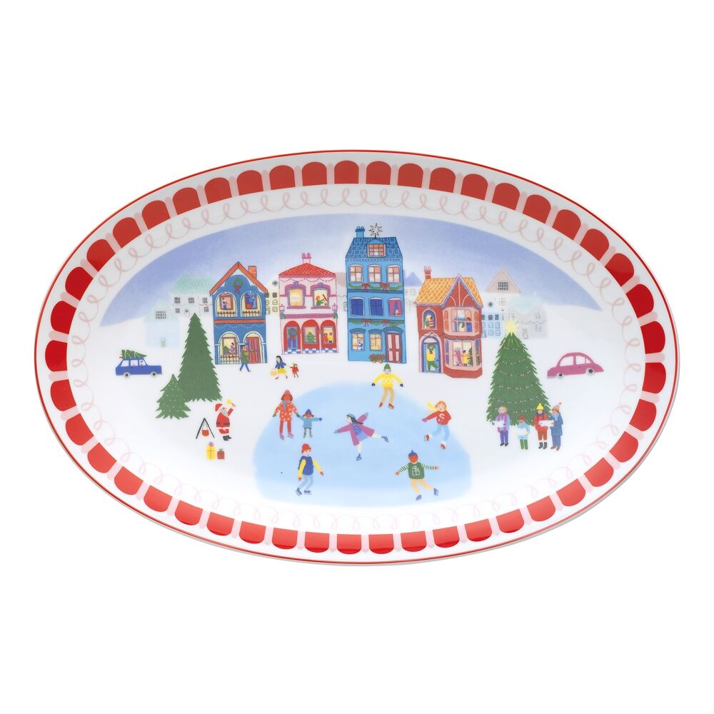 Porto 40cm Multi-Coloured Porcelain Night Before Oval Serving Platter