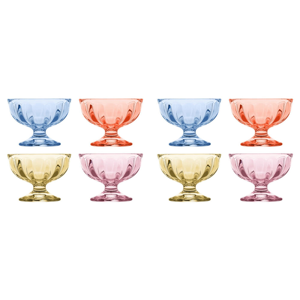 Porto 4pc Porto Soda Lime Glass Dessert Icecream Cups 130ml Citron, Ruby, Sky, Rose (2 Pack)