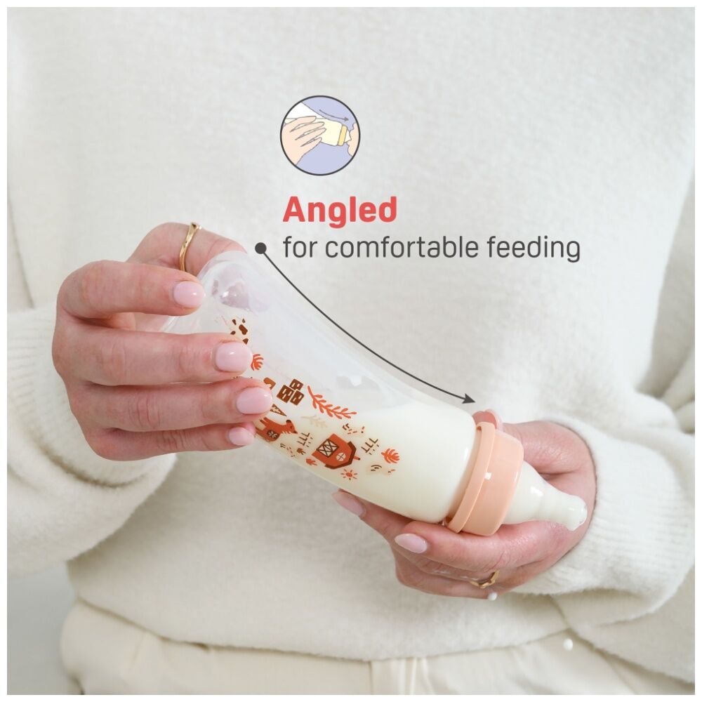 Pigeon Flexible Curve Baby Bottle PP Farm 250ml Silicone Nipple Anti-Colic 4m+ — image 2