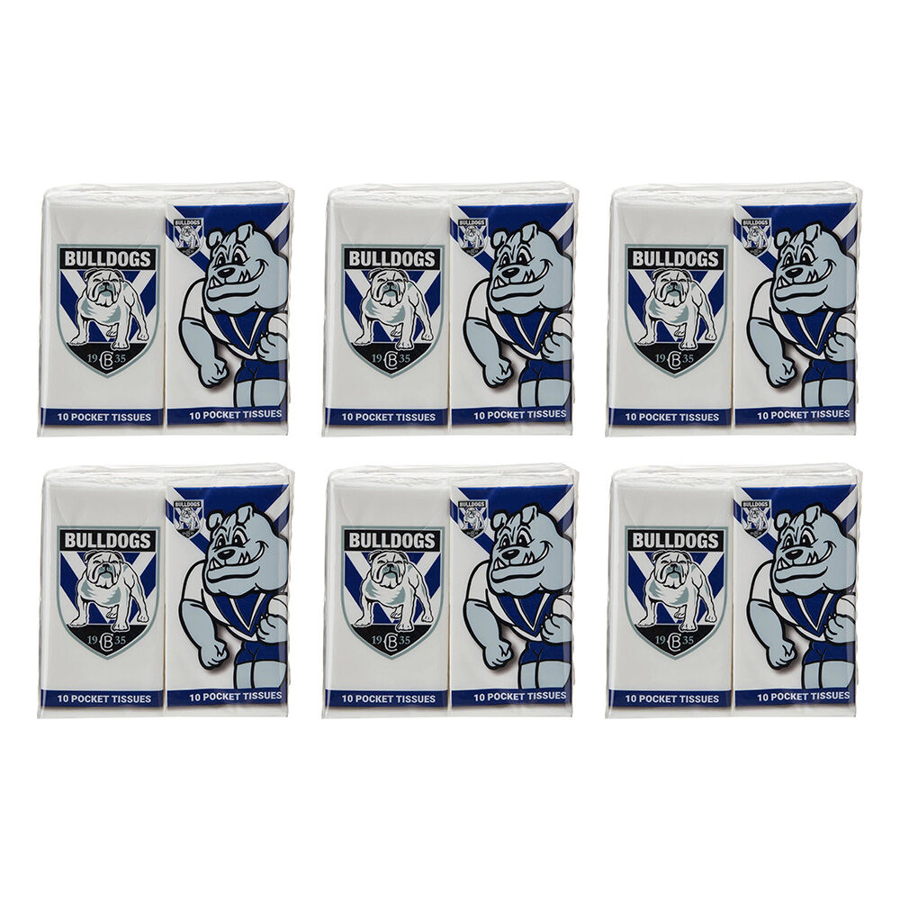 NRL Soft & Absorbent Pocket Size Travel Portable Tissues Bulldogs Mascot (24 Pieces)