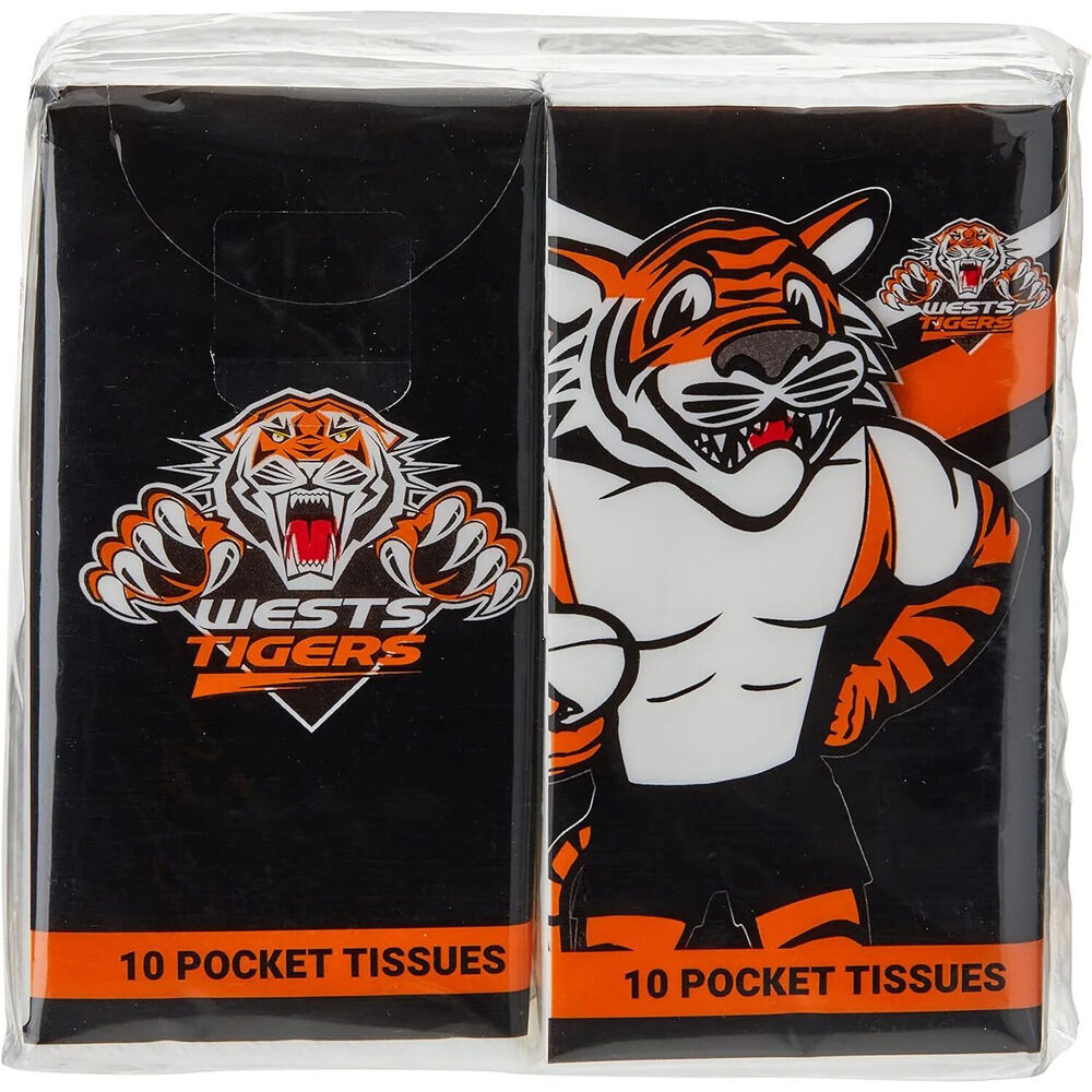 NRL Soft & Absorbent Pocket Size Portable Tissues West Tigers Mascot (24 Pieces)
