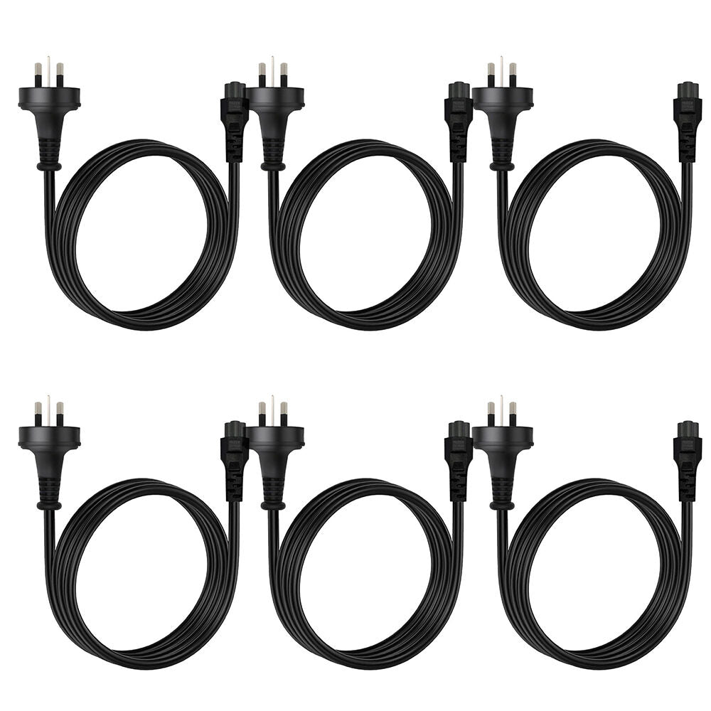 Cruxtec PTM-75-1MBK 3 Pin AU Male to Female IEC-C5 Power Cable 1m Black (6 Pack)