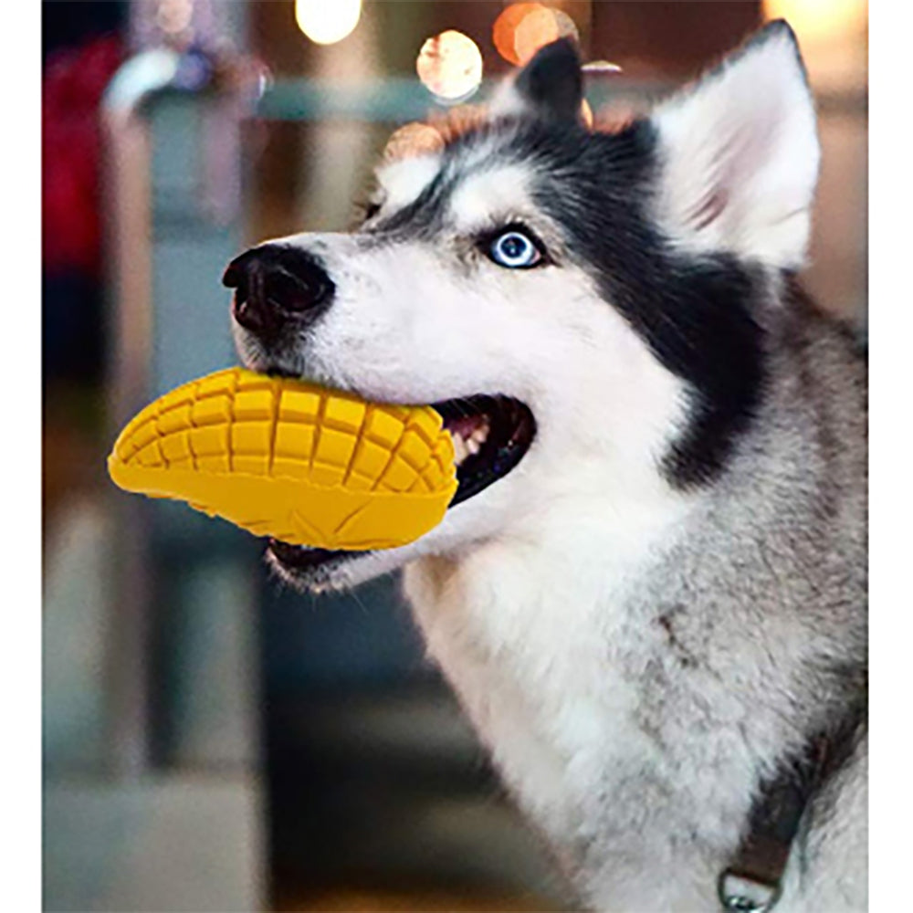 Petopia Ultra Tough 16cm Rubber Mango Magic Dog Toy Chew Treat Large Yellow — image 2
