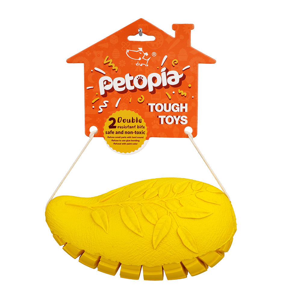 Petopia Ultra Tough 11cm Rubber Mango Magic Dog Toy Chew Treat Small Yellow (2 Pack) — image 2